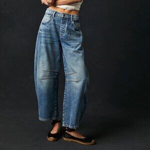 We The Free Good Luck Mid-Rise Barrel Jeans